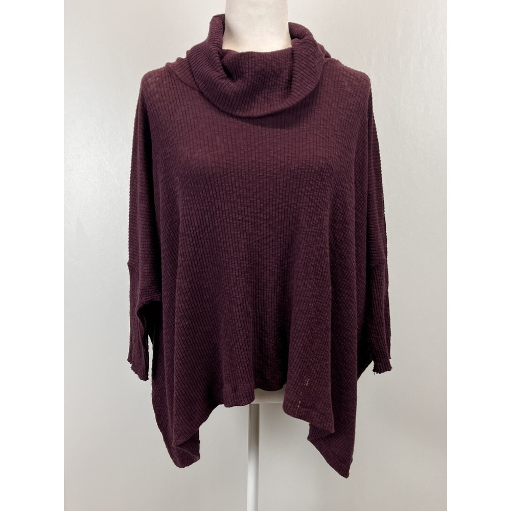 Free People Beach World Traveler Split Back Sweater Sz M GUC Ribbed Turtleneck